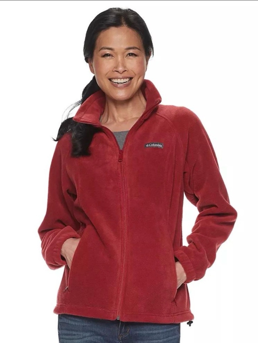 Columbia Full-zip Fleece Pullover Large Red